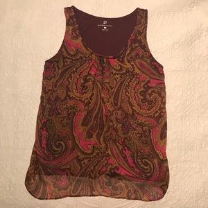 NY&Co Pink & Burgundy Paisley Tank (xs)